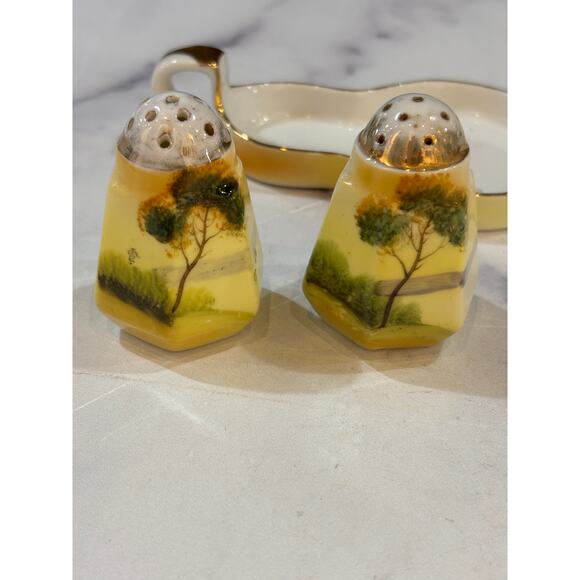 Vintage Noritake Tree in the Meadow salt and pepper set with tray - Picture 2 of 3